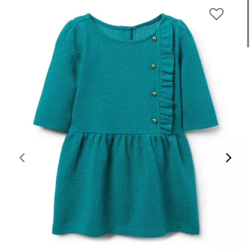 Janie and Jack teal SHIMMER DOT JACQUARD DRESS size 2T